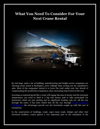 what you need to consider for your next crane