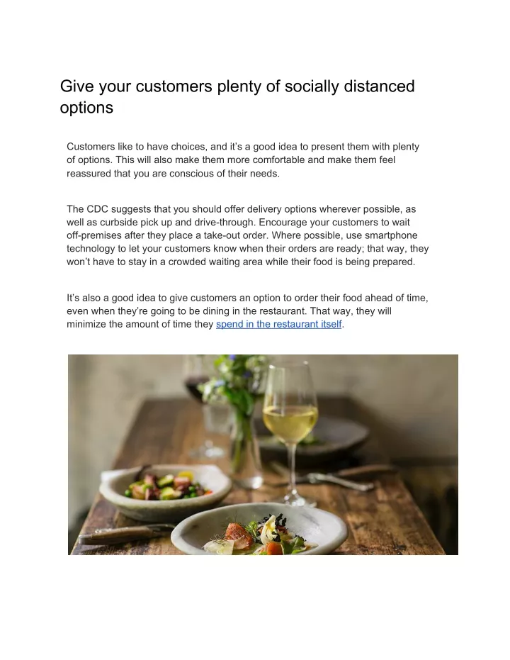 give your customers plenty of socially distanced
