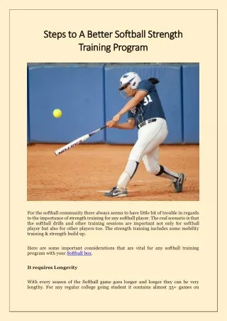 Steps to A Better Softball Strength Training Program