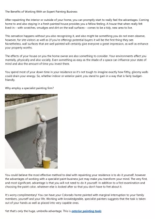 Considering Hiring a Professional Painting Company For Residential Interior/Exterior Painting?  In this article Is A Lis