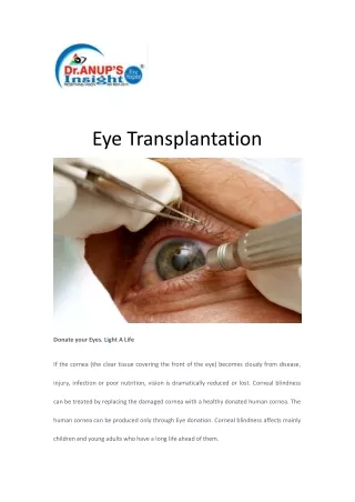 Corneal Transplantation | Best Retinopathy Treatment in Kerala | Dr Anup's Insight Eye Hospital