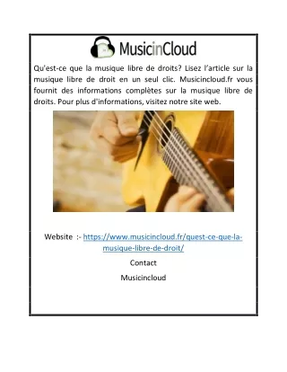 Musique Libre De Droit | musicincloud.fr