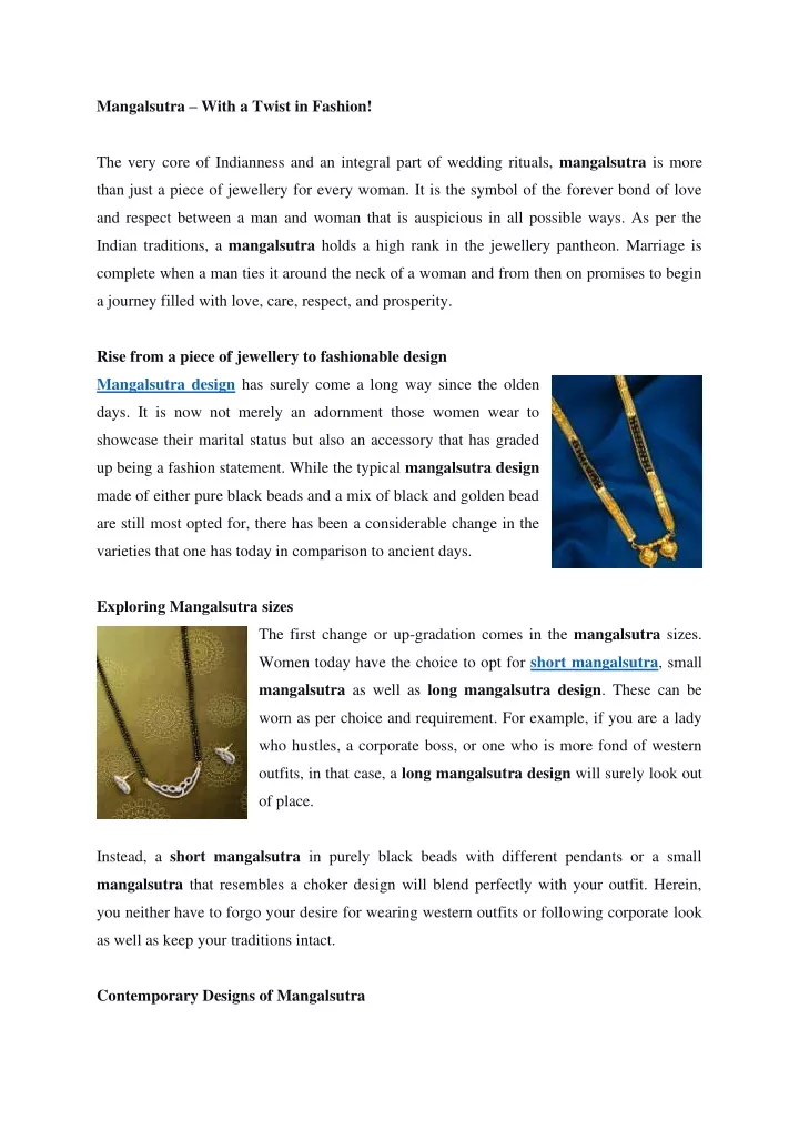 mangalsutra with a twist in fashion