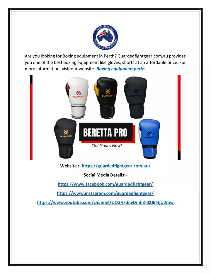 are you looking for boxing equipment in perth