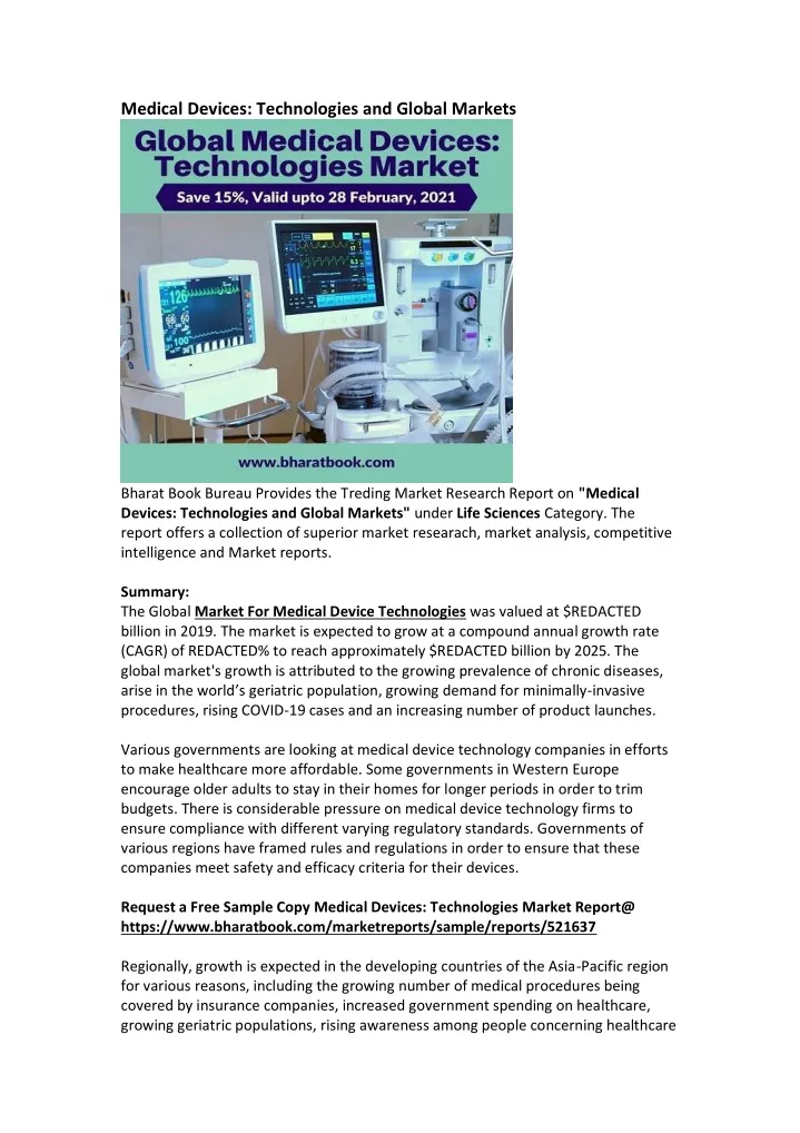 medical devices technologies and global markets