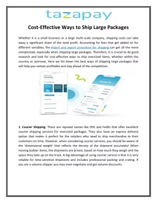 Cost-Effective Ways to Ship Large Packages