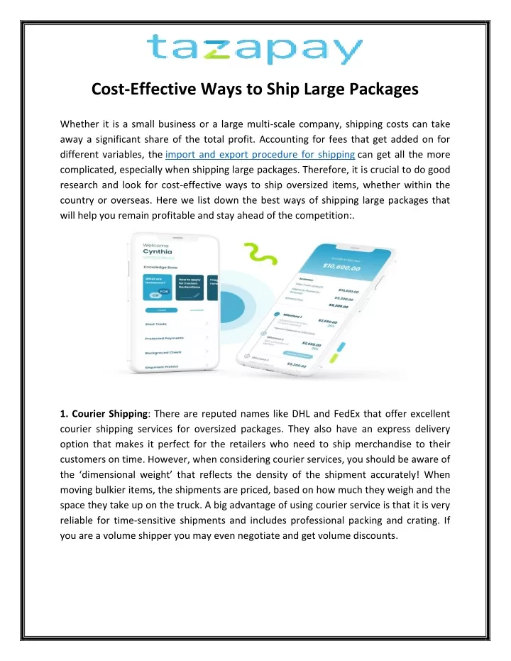 cost effective ways to ship large packages