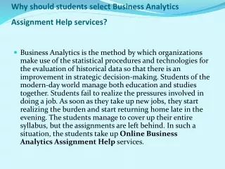 why should students select business analytics assignment help services