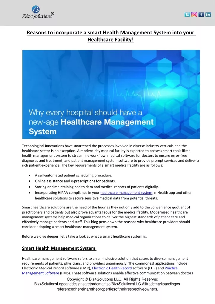 reasons to incorporate a smart health management