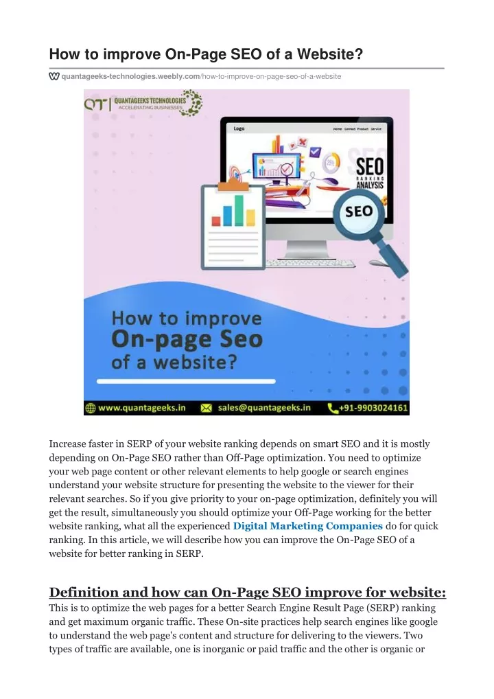 how to improve on page seo of a website