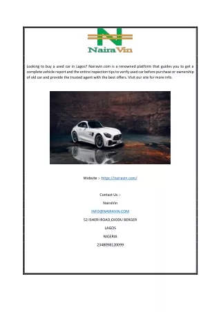 Buy Used Cars in Lagos | Nairavin.com