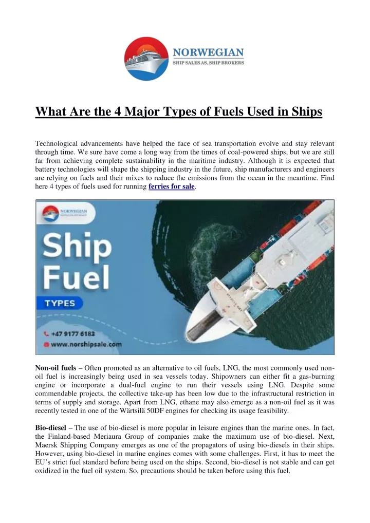 what are the 4 major types of fuels used in ships