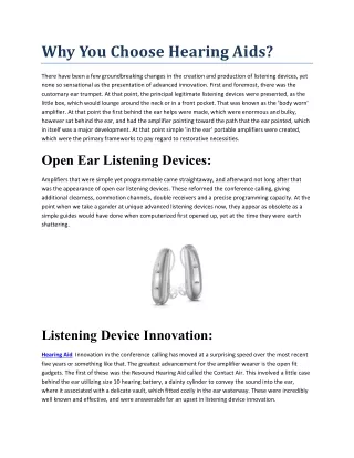 Why You Choose Hearing Aids?