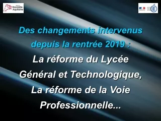 des changements intervenus des changements