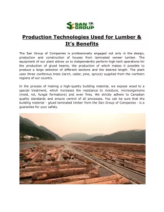 Production Technologies Used for Lumber & It’s Benefits