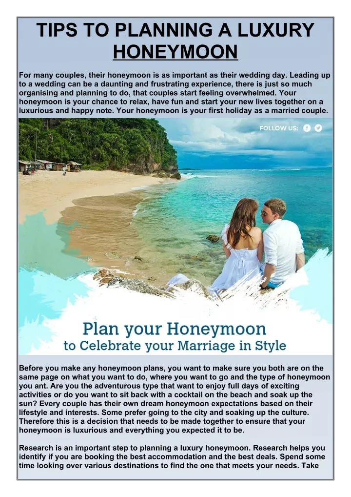 tips to planning a luxury honeymoon