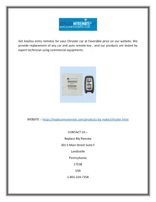 get keyless entry remotes for your chrysler