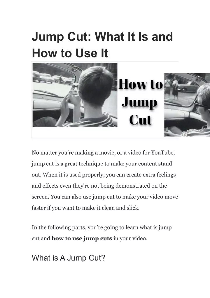 jump cut what it is and how to use it