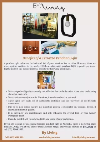 Benefits of a Terrazzo Pendant Light