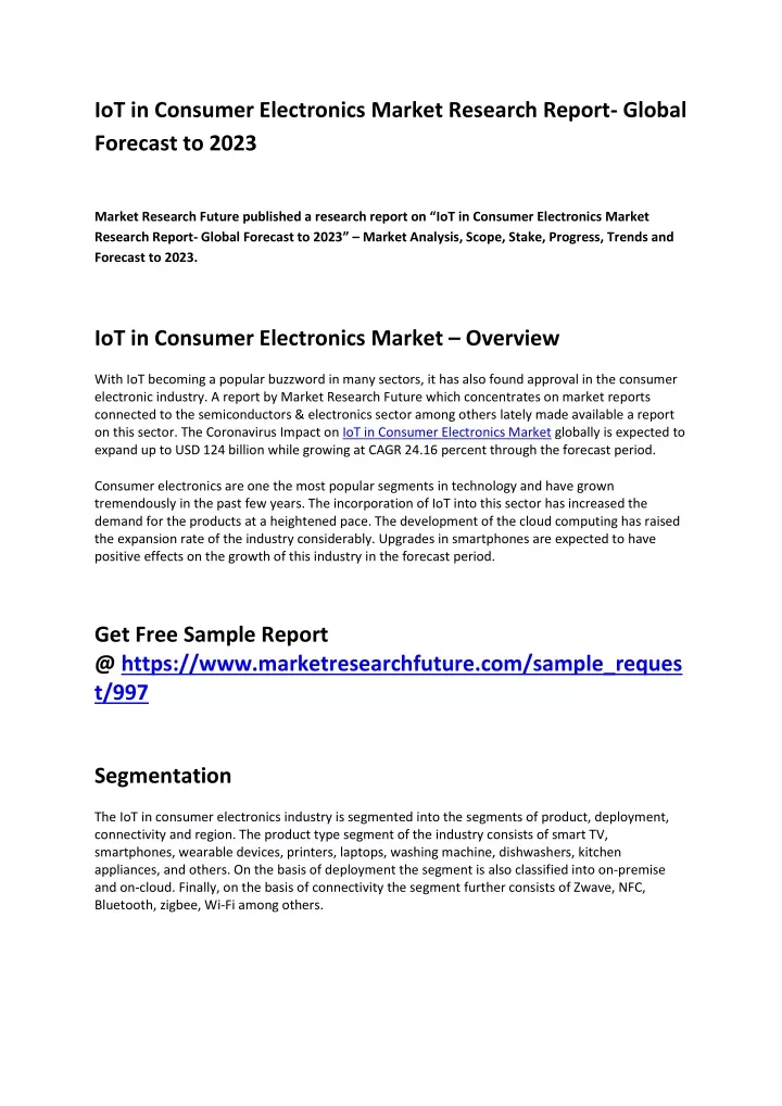 iot in consumer electronics market research