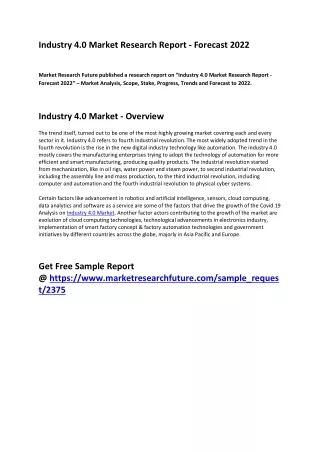 Industry 4.0 Market Growth Rate, Business Strategy, Key Trends and Revenue Analysis 2022