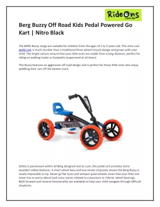 Berg Buzzy Off Road Kids Pedal Powered Go Kart | Nitro Black