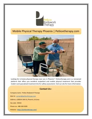 Mobile Physical Therapy Phoenix | Petkovtherapy.com