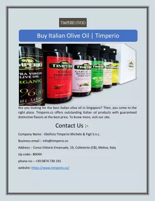 Buy Italian Olive Oil | Timperio