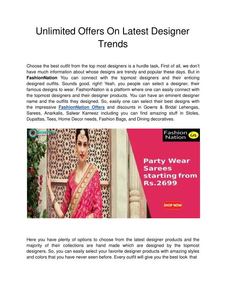 unlimited offers on latest designer trends