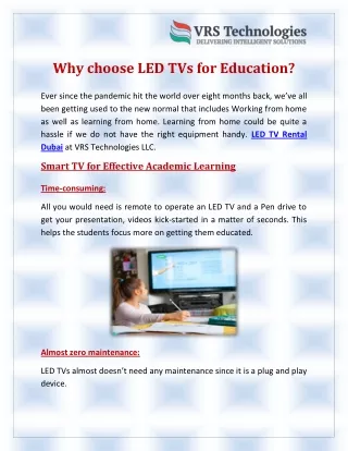 why choose led tvs for education