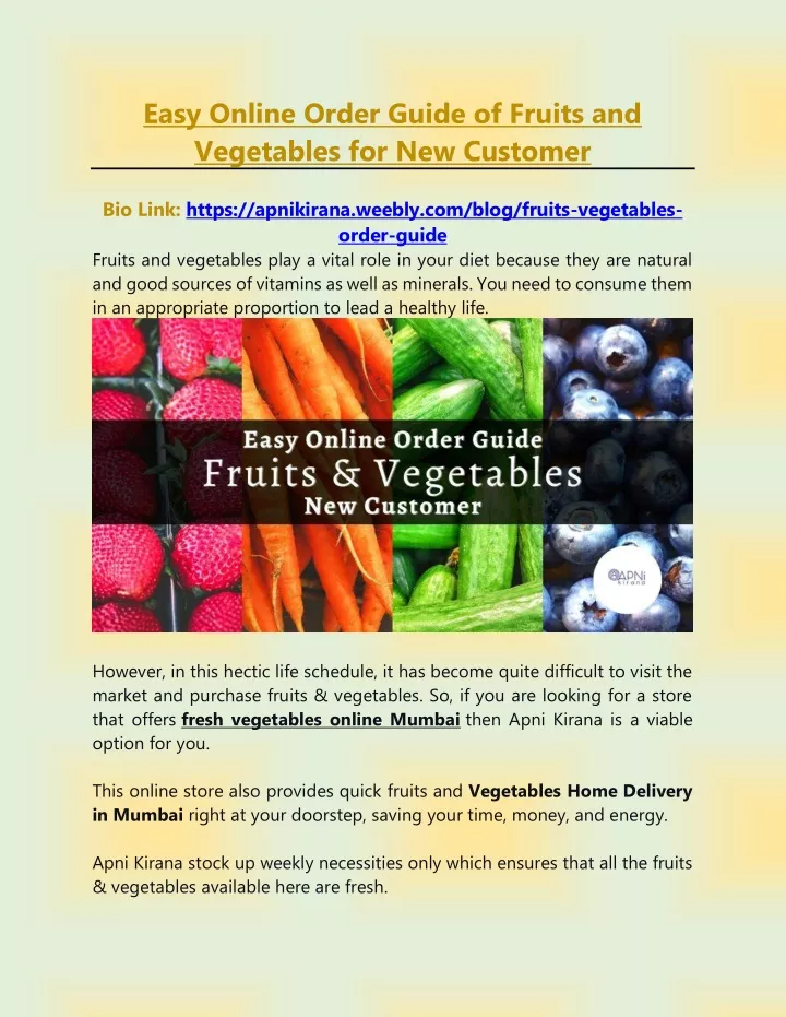 easy online order guide of fruits and vegetables