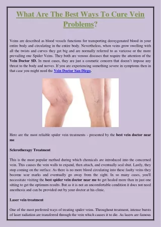 what are the best ways to cure vein problems