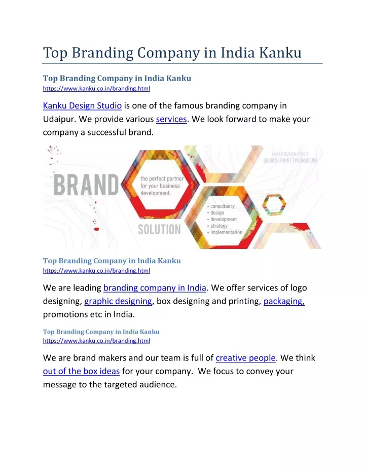 top branding company in india kanku
