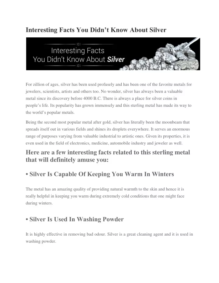 interesting facts you didn t know about silver