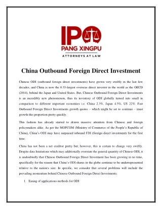 China Outbound Foreign Direct Investment
