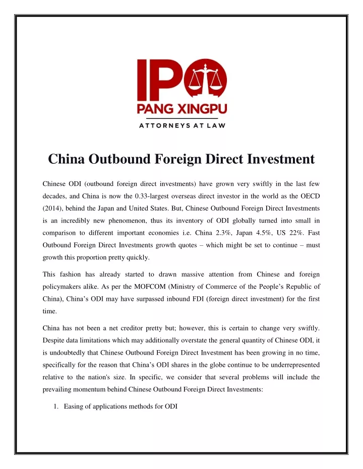 china outbound foreign direct investment
