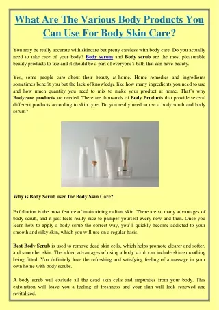 what are the various body products