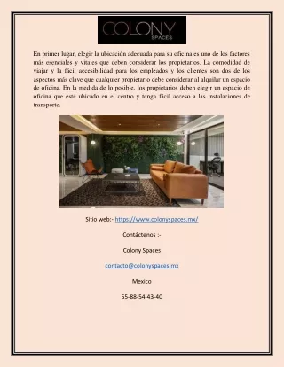 Obtenga un espacio de oficina amueblado en alquiler en México | COLONY SPACES