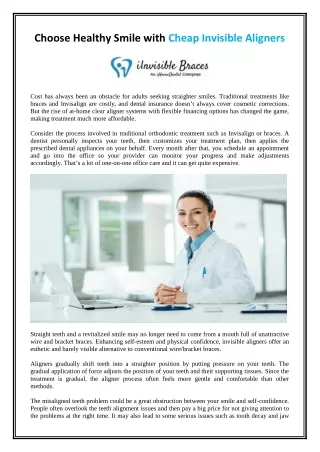 choose healthy smile with cheap invisible aligners