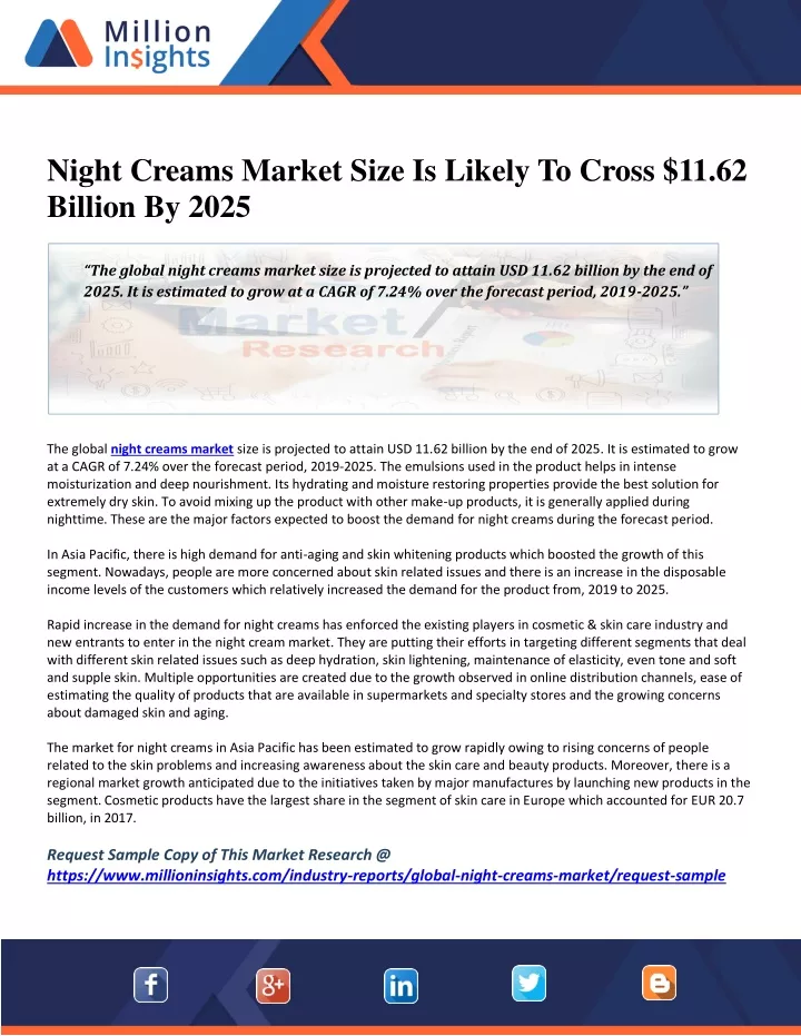 night creams market size is likely to cross