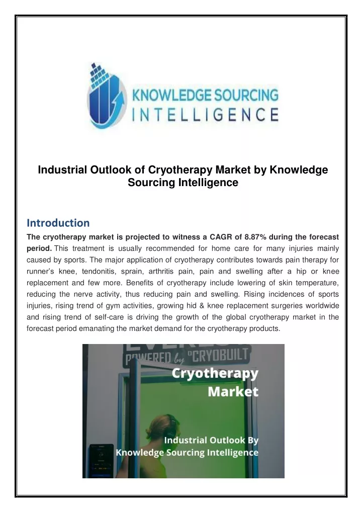 industrial outlook of cryotherapy market
