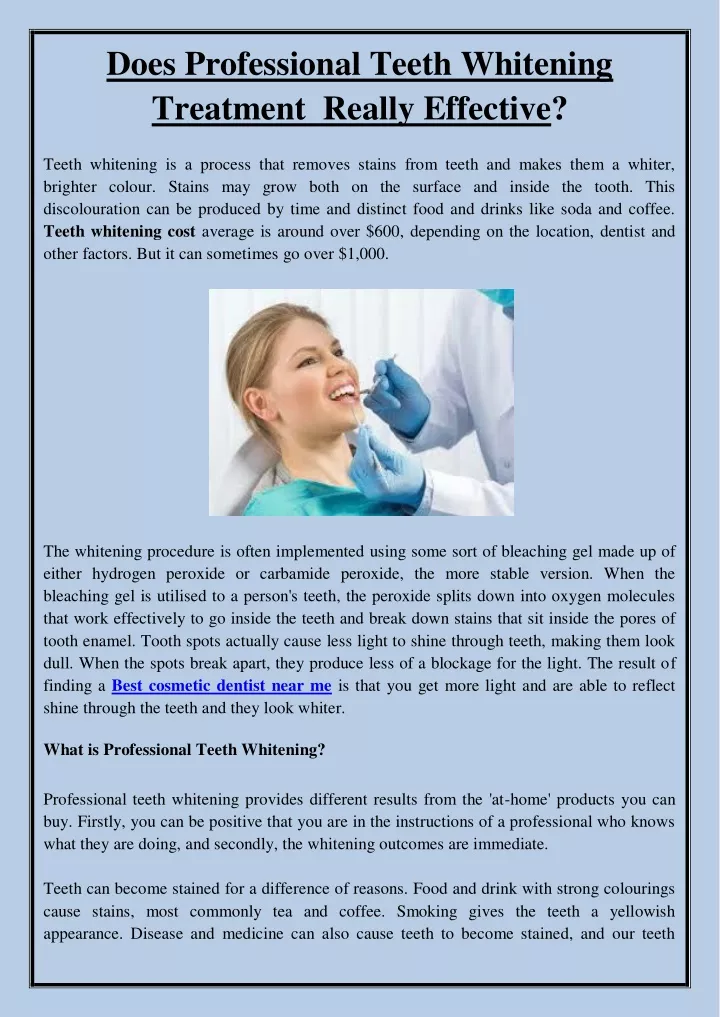 does professional teeth whitening treatment