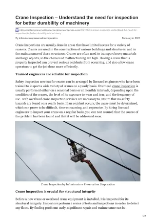 crane inspection understand the need