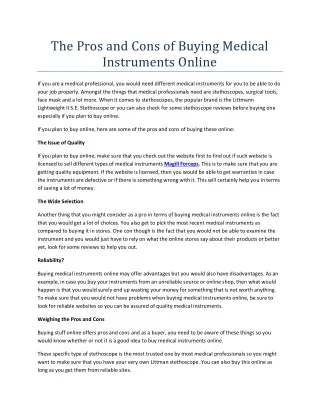 the pros and cons of buying medical instruments