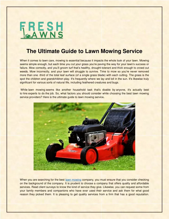 the ultimate guide to lawn mowing service when