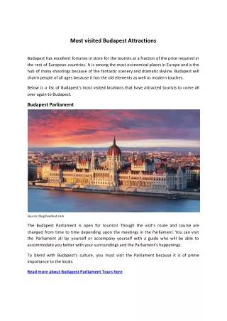 Most visited Budapest Attractions