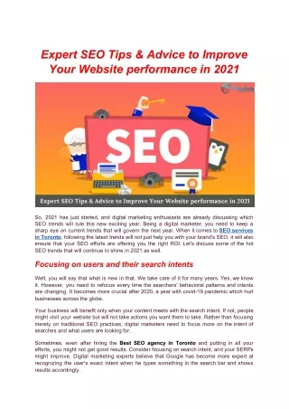 expert seo tips advice to improve your website
