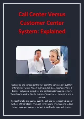call center versus customer center system