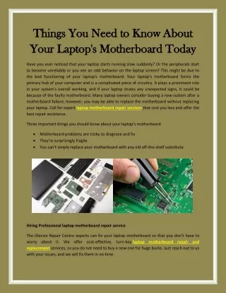 Things You Need to Know About Your Laptop's Motherboard Today