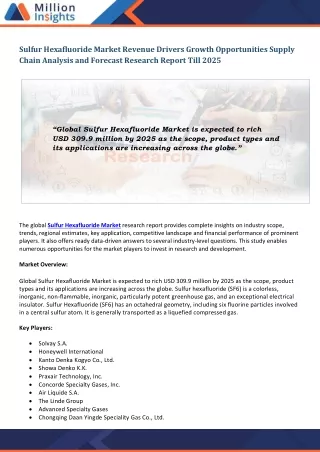 sulfur hexafluoride market revenue drivers growth